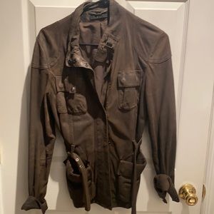Hugo Boss Army Green vintage 100% leather jacket M